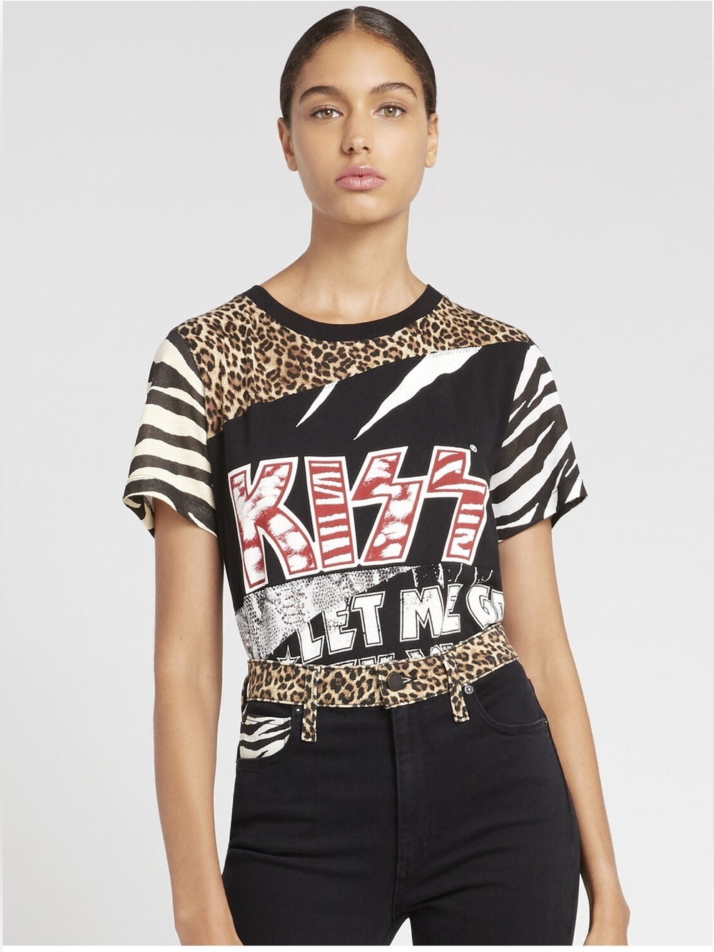 Alice + Olivia Vintage Mixed Patchwork Tee KISS (107)